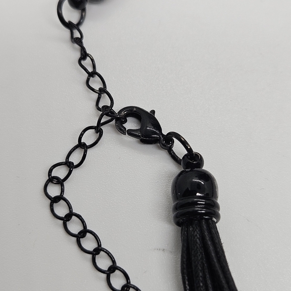 black multicord pendant with rhinestone pendant - Picture 3 of 3